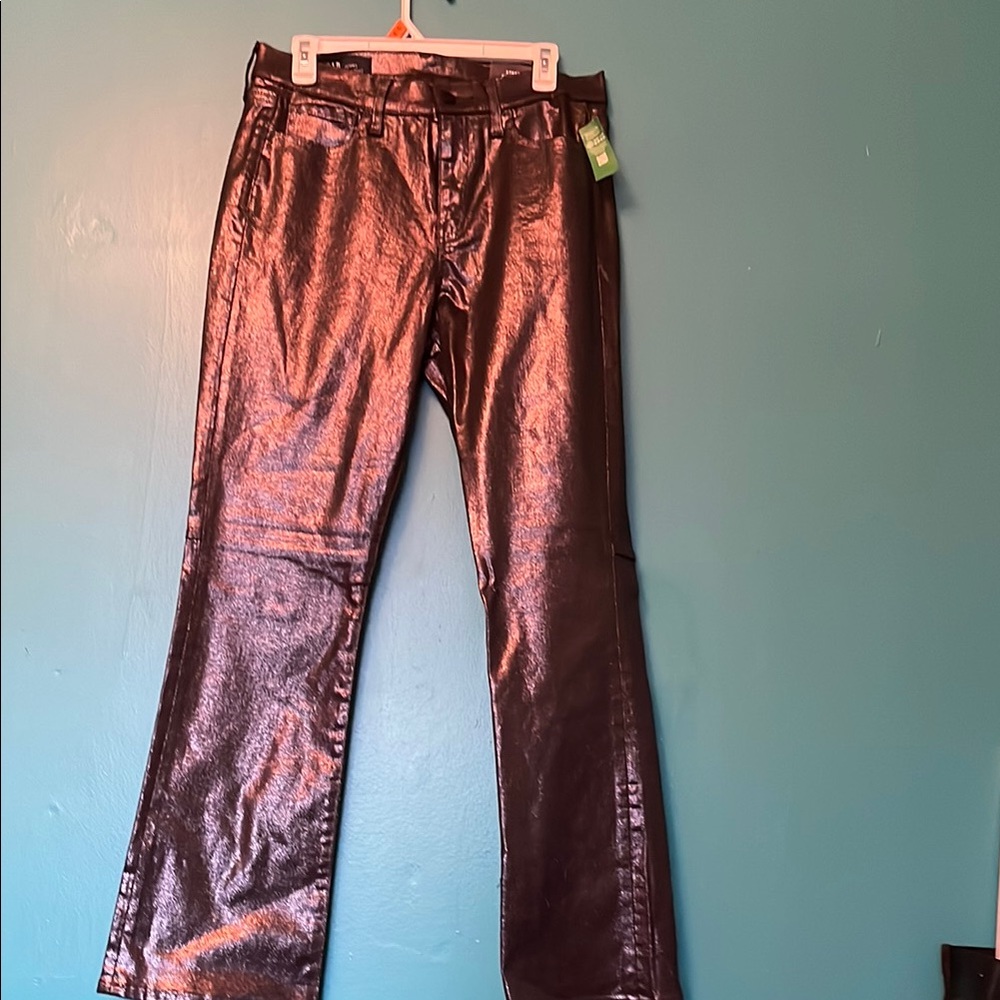Grey Flare Wide Leg Jeans with Glossy Finish BNWT. Size 10. Gap.